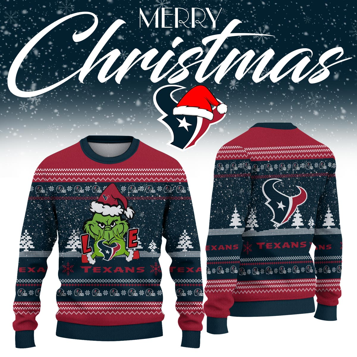 HT x NFL Love Football Ugly Christmas Sweater DDT NTL