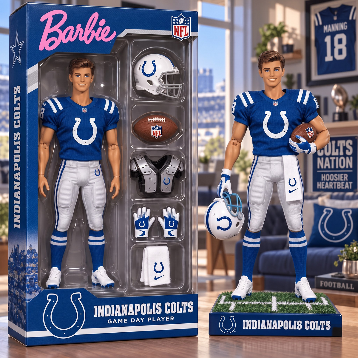 IND X Personalized NFL Ken Doll Action Figure Box Set