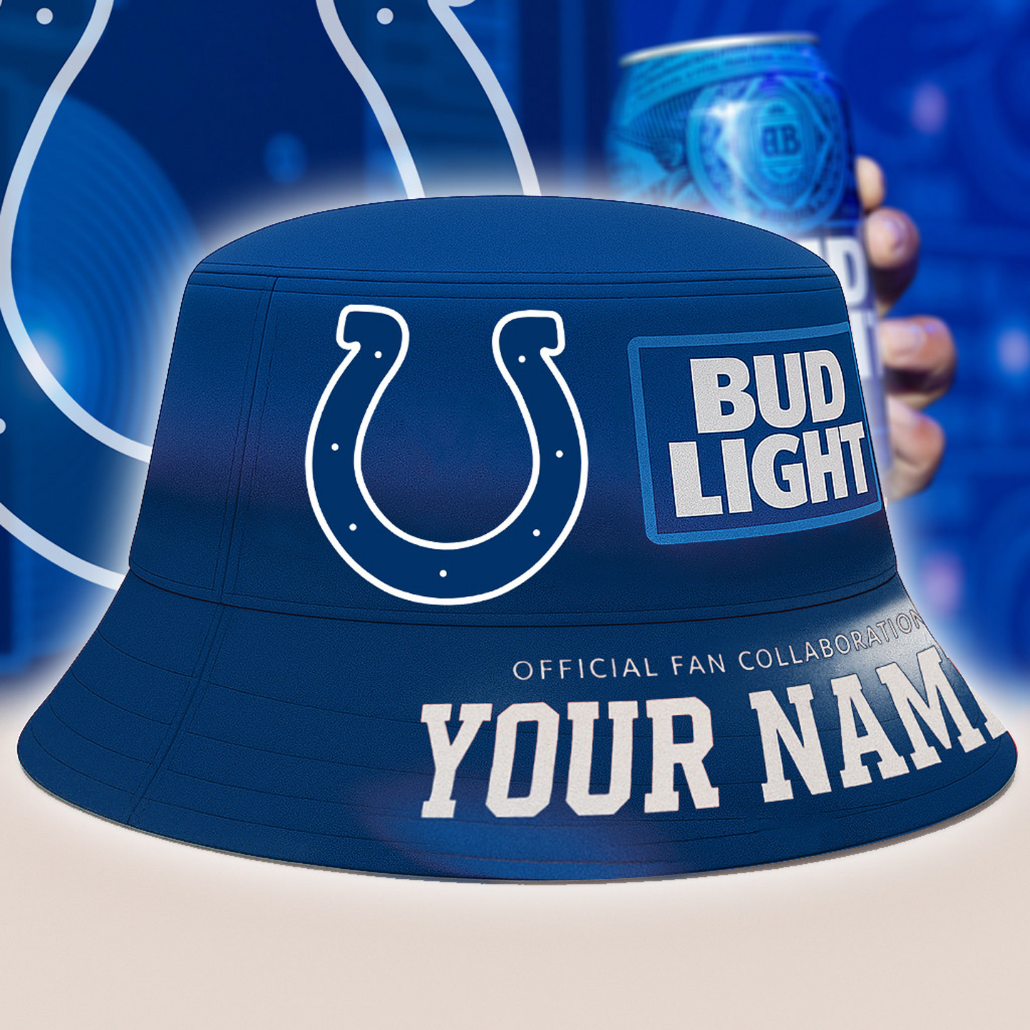 IND x NFL Bud Light Personalized Bucket Hat DATND TANTD