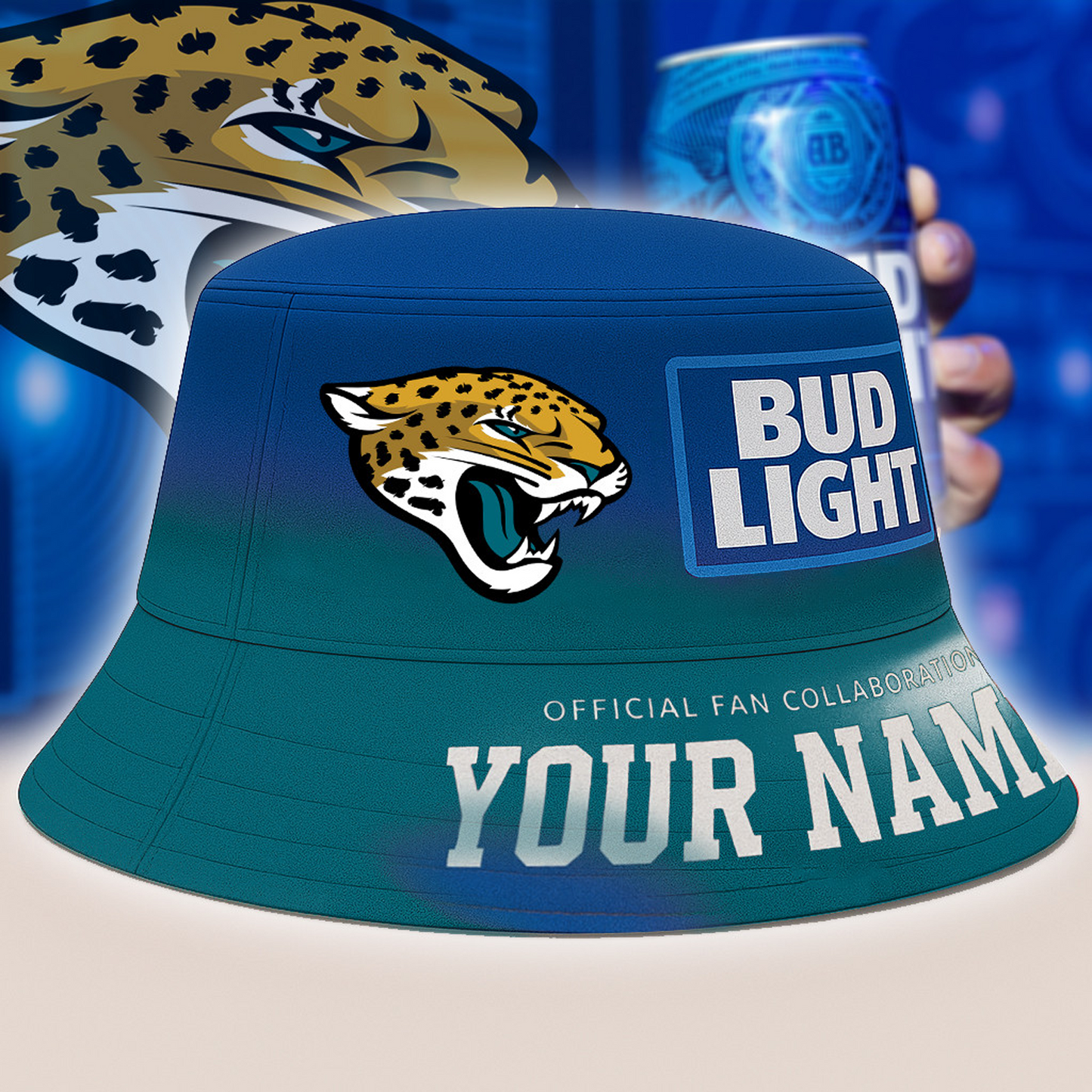 JAC x NFL Bud Light Personalized Bucket Hat DATND TANTD