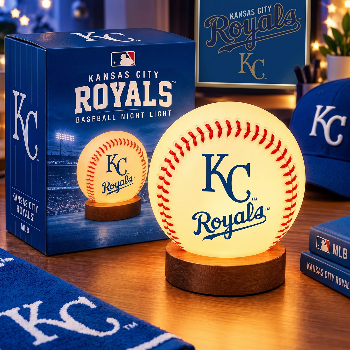 KC X MLB Baseball Night Light Lamp