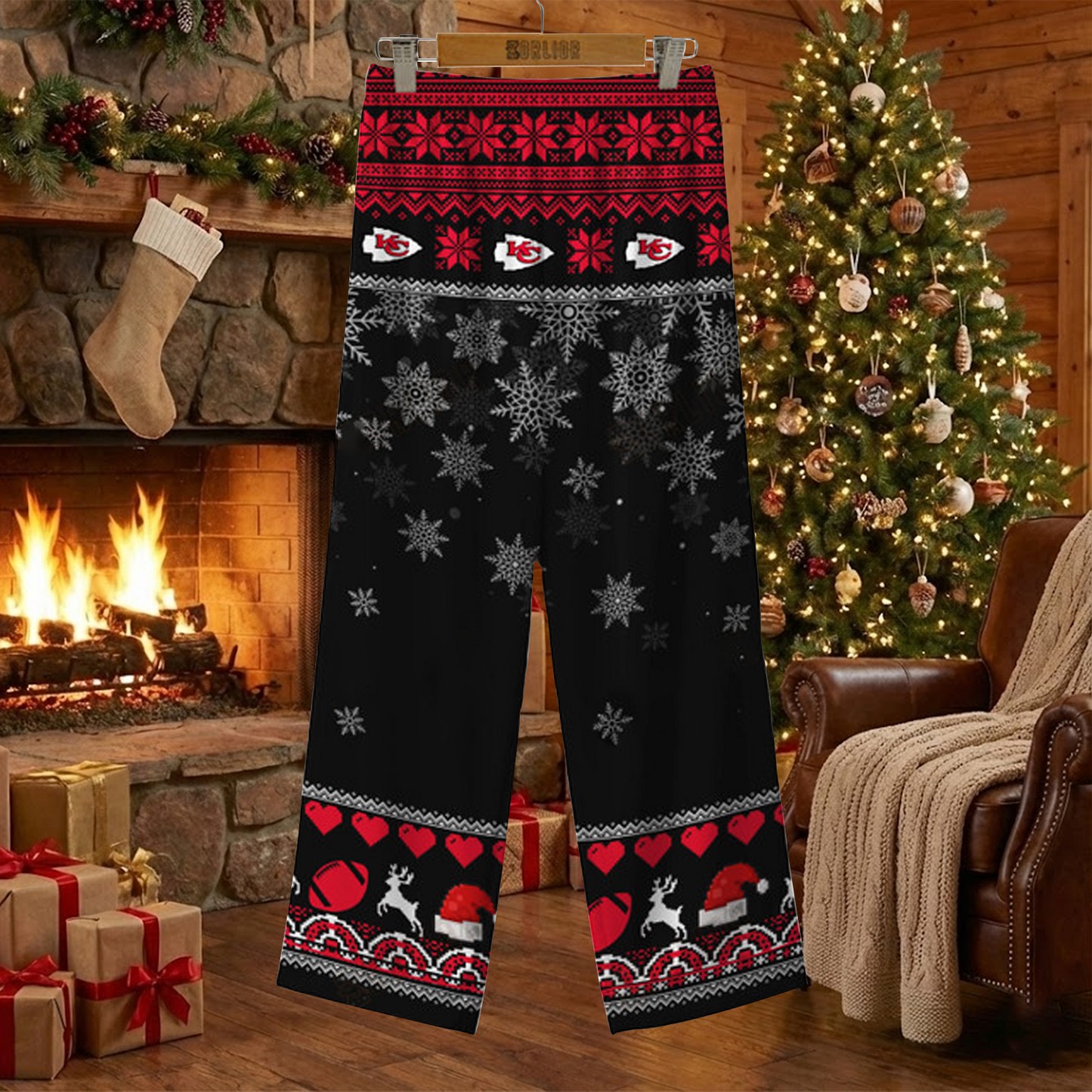 KC X NFL Unique 3 Gnomes Art Design For The 2025 Holiday Season Satin Pajamas Set