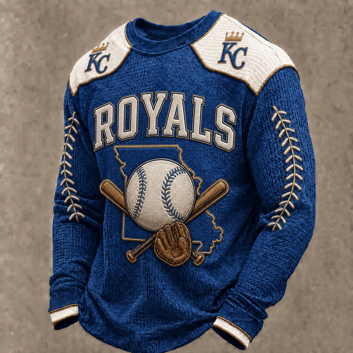 KC X Premium MLB Vintage Baseball Stitch Sweatshirt