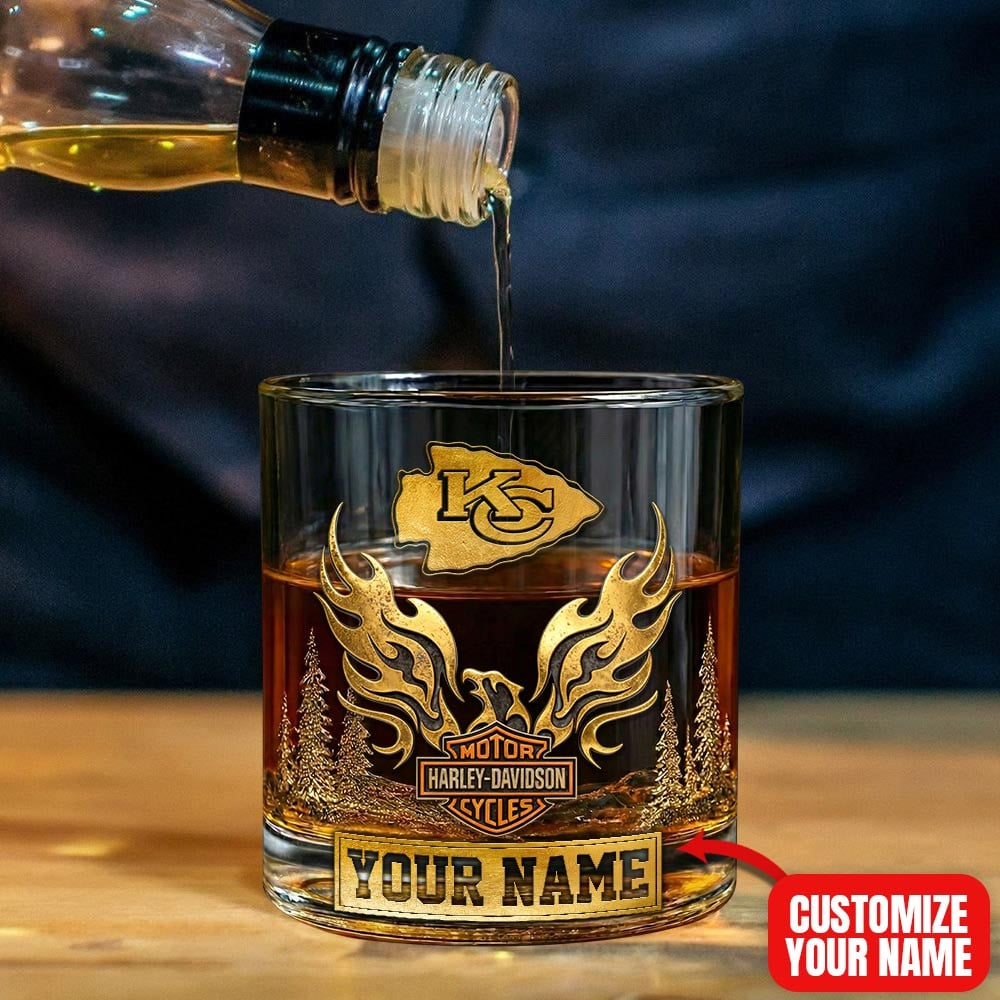KCC Premium NFL Motorcycle Personalized Whiskey Glass DDT NTL
