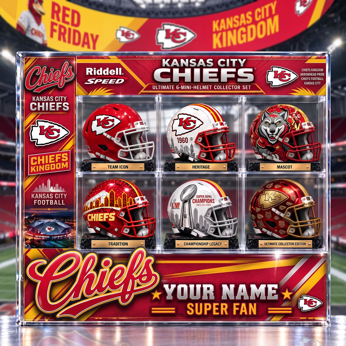 KCC x Custom NFL Team Riddell Speed Ultimate 6-Mini-Helmet Collector Set