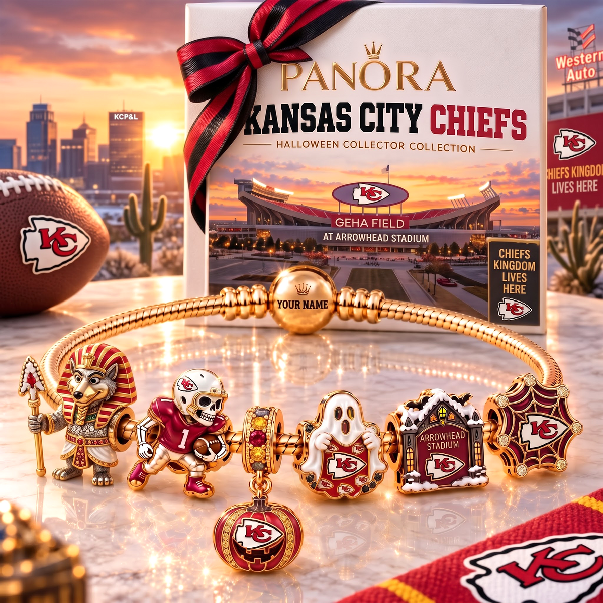 KCC x Luxury NFL Gold Charm Halloween Bracelet