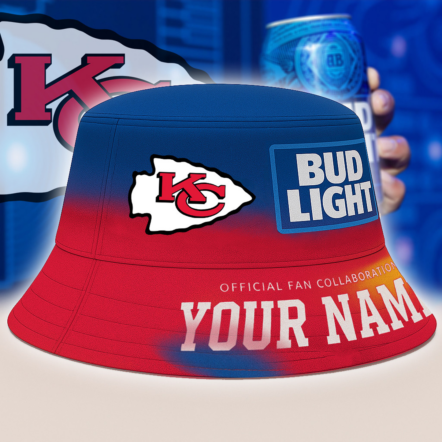 KCC x NFL Bud Light Personalized Bucket Hat DATND TANTD