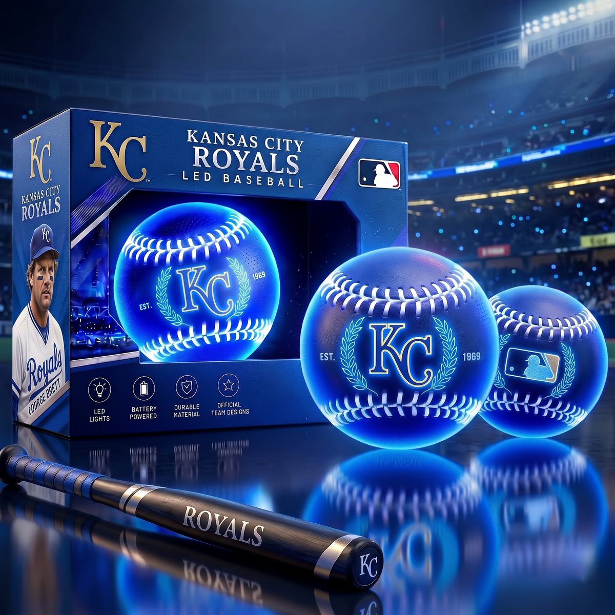 KCR x Custom MLB Light-Up LED Baseball Gift Set