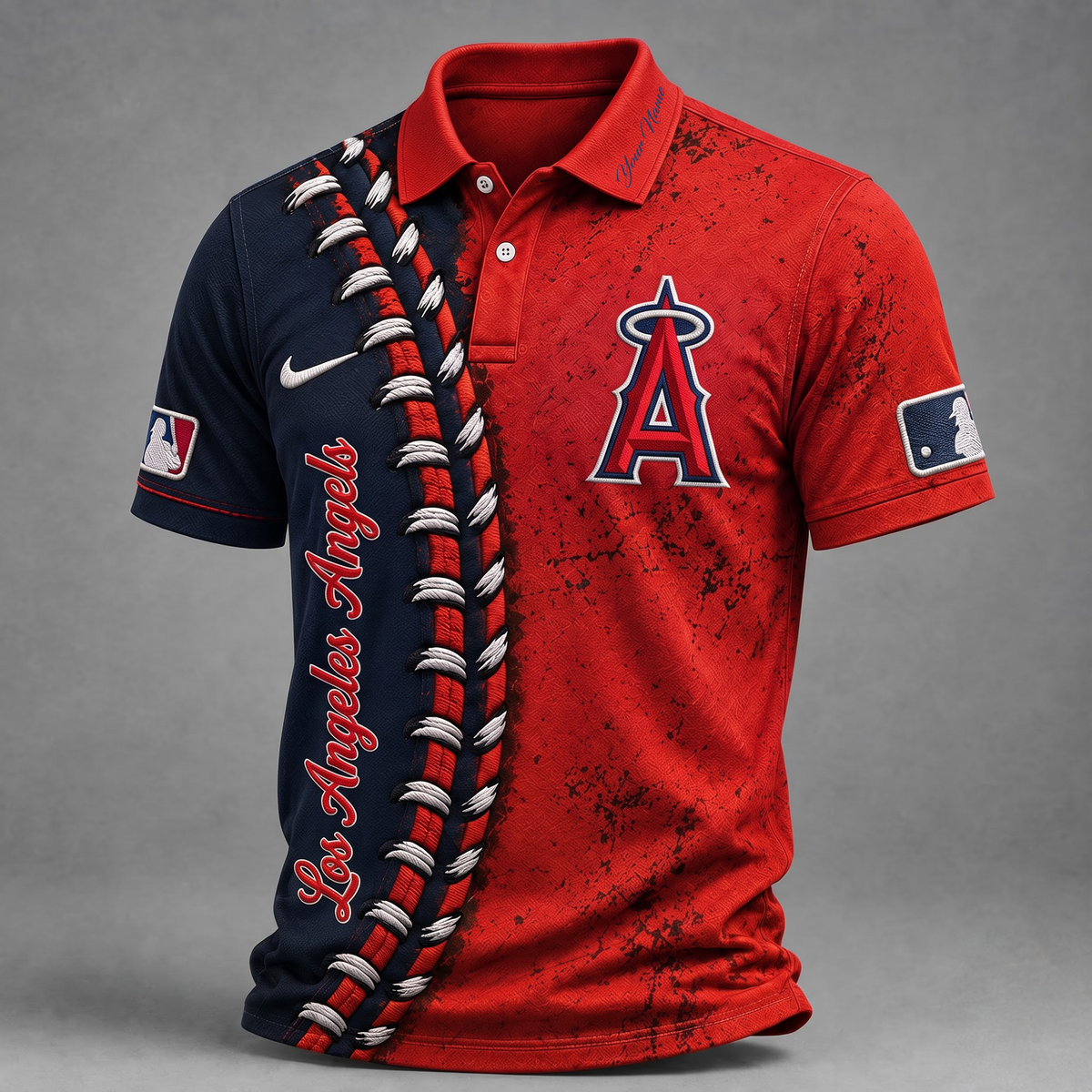LAA X Premium MLB Baseball Stitch Polo Shirt