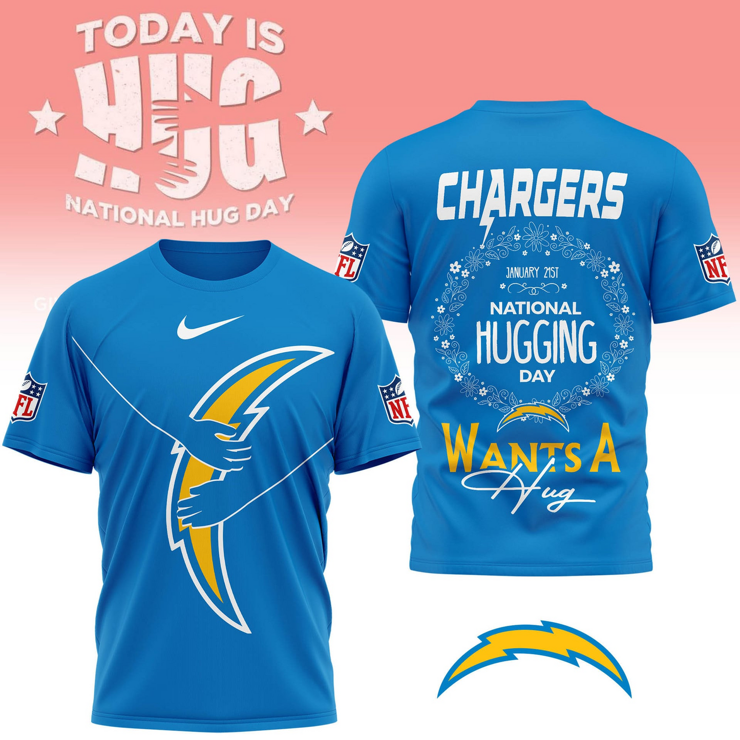 LAC Premium NFL National Hugging Day 3D Shirt DDT NTL