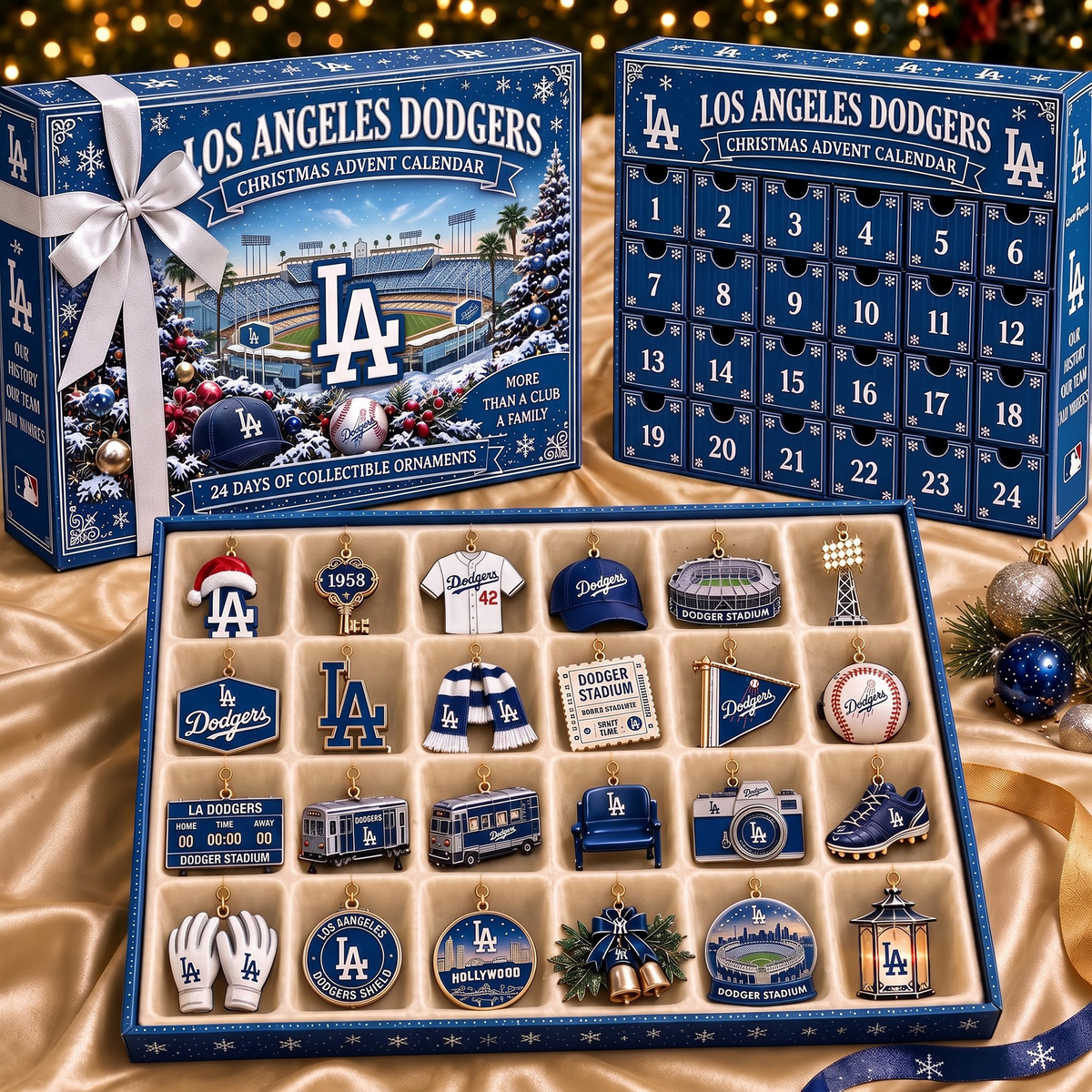 LAD X MLB Team Christmas Advent Calendar Box - 24 Days Countdown Tree Ornaments Gift Set