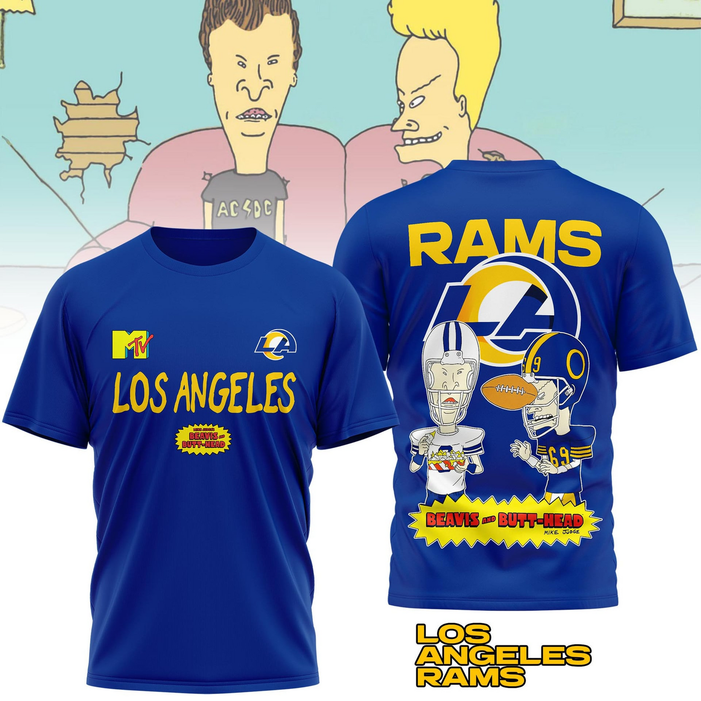LAR Premium NFL Funny Beavis and Butt-Head Shirt DDT NTL