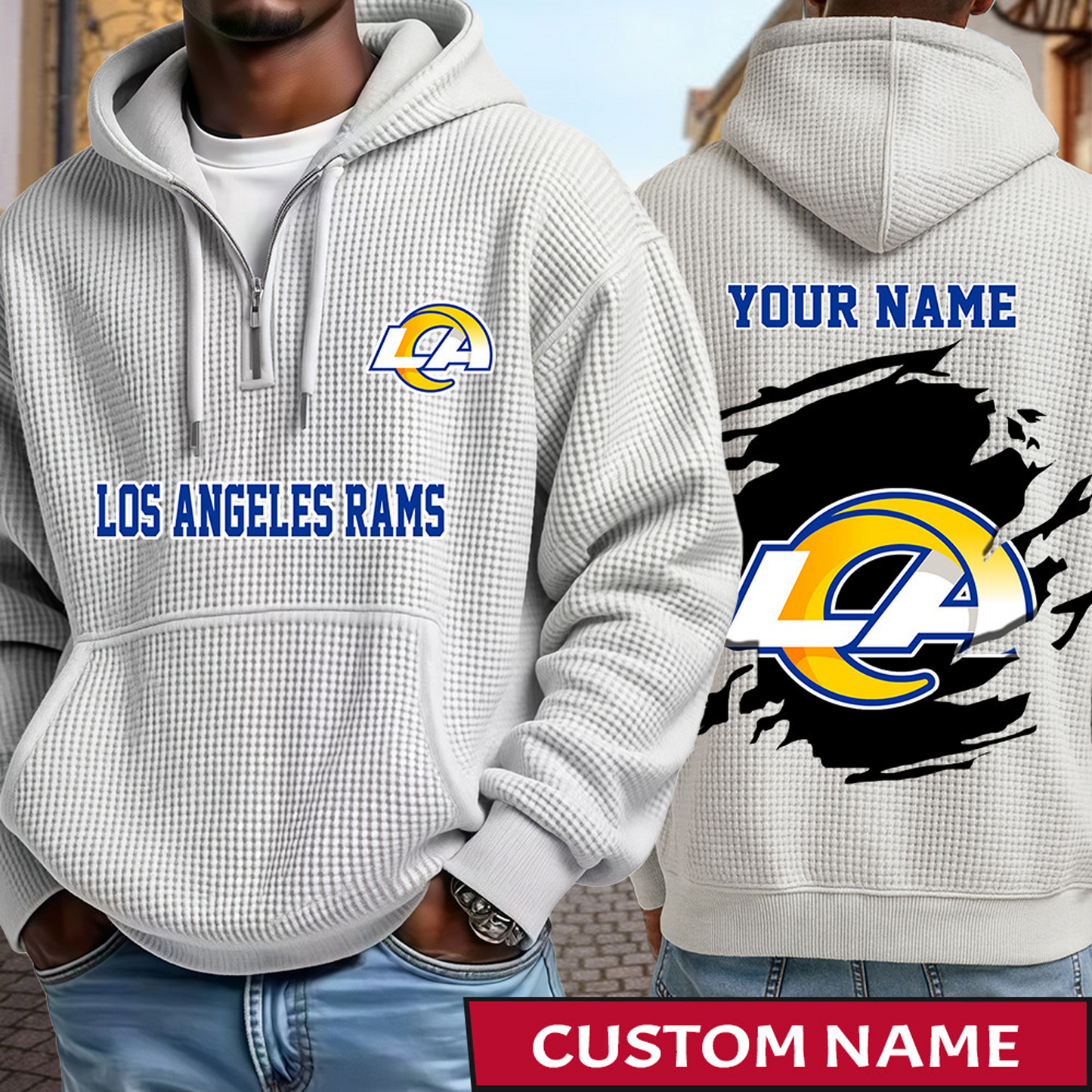 LAR x NFL Waffle Half Zip Hoodie DATND TANTD