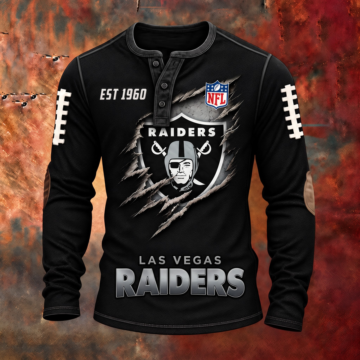 LV X PREMIUM NFL Distressed Long Sleeve Jersey 1709 V2