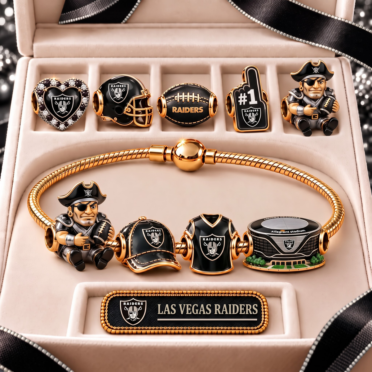 LVR x Premium NFL Fan Charm Bracelet - Pandora Style Sports Charm Set