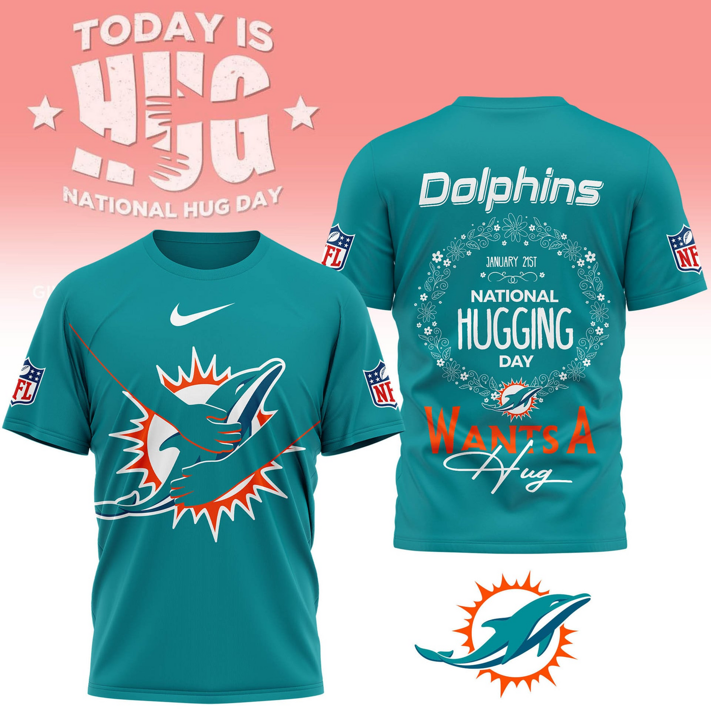 MD Premium NFL National Hugging Day 3D Shirt DDT NTL
