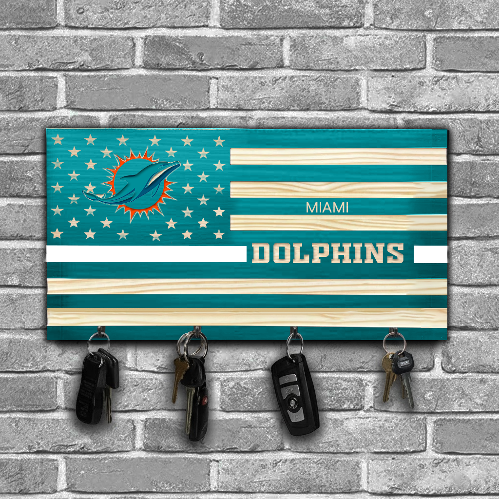 NFL x MIA American Football Team Wooden Key Holder HLP HLPHUONG