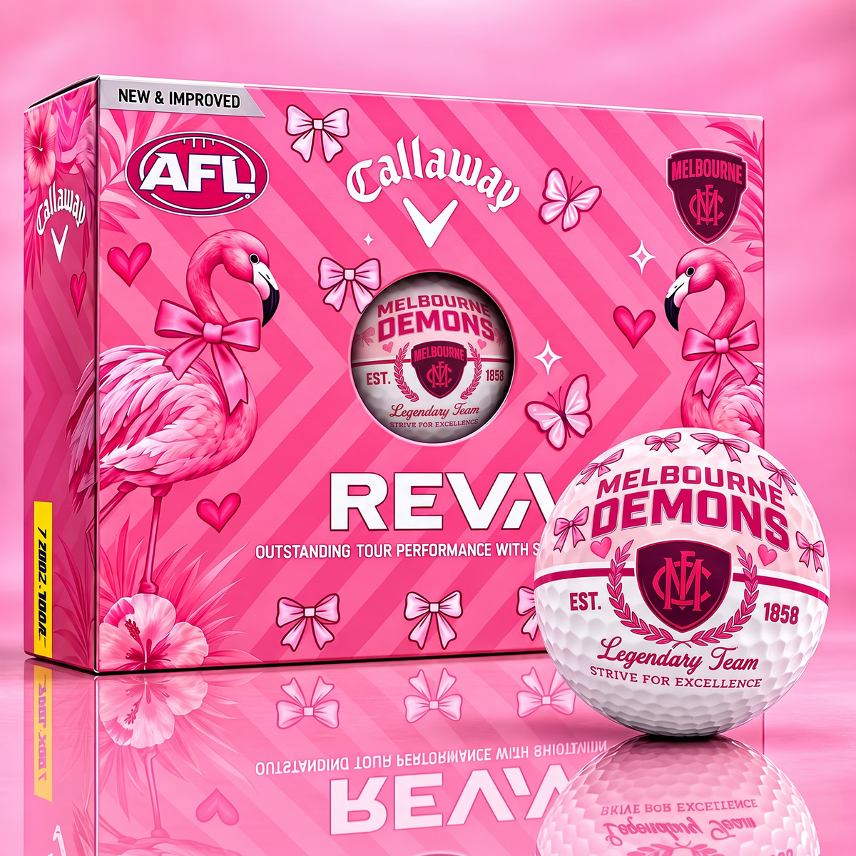 MEL X Custom AFL Pink Coquette Ladies Golf Balls
