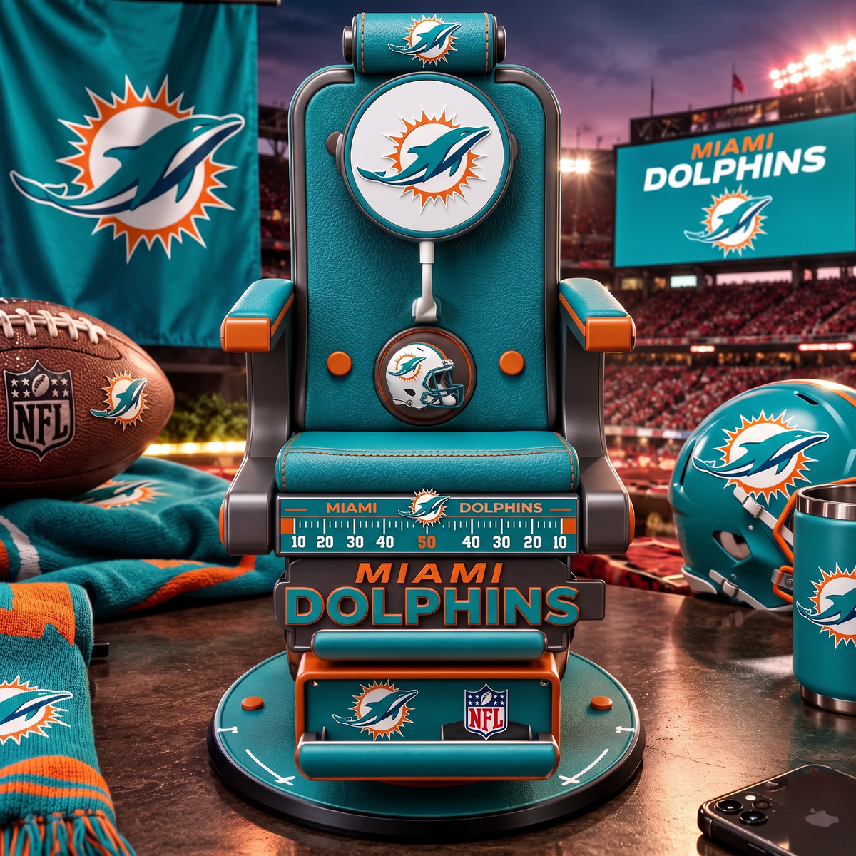 MIA X Personalized NFL Fan Barber Chair Desk Phone Stand