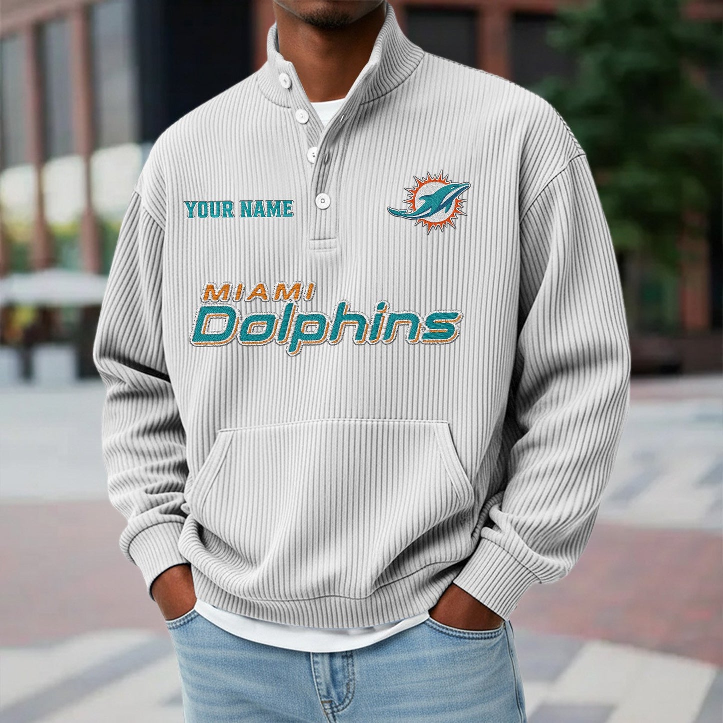 MIA x NFL Waffle High Neck Long Sleeved Sweatshirt DATND TANTD 221125