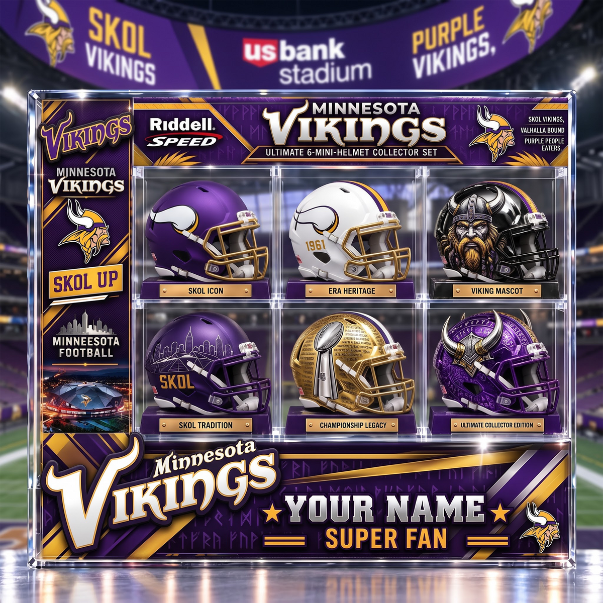 MV x Custom NFL Team Riddell Speed Ultimate 6-Mini-Helmet Collector Set