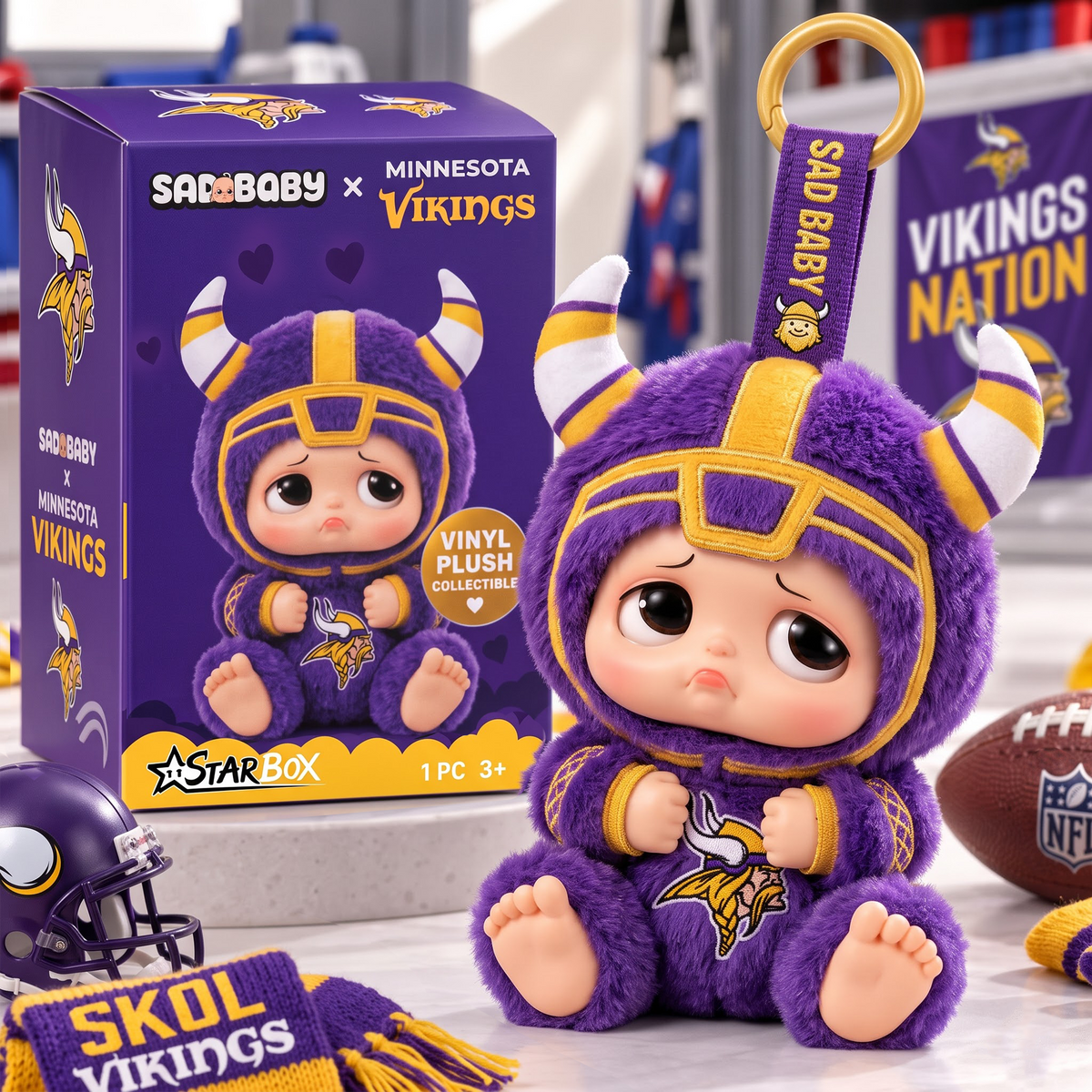 MV x NFL Sad Baby Custom Vinyl Plush Keychain