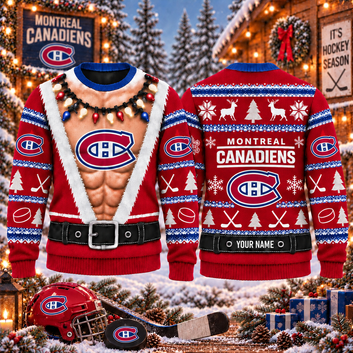 NHL x MON Christmas Personalized Name Ugly Sweater