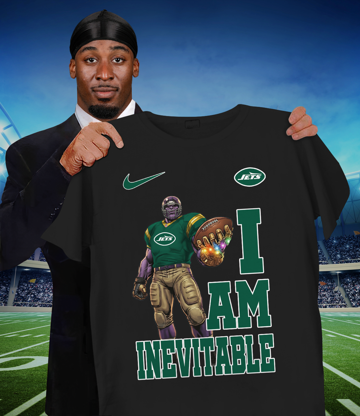 NYJ x NFL Thanos I Am Inevitable T-Shirt DATND TANTD