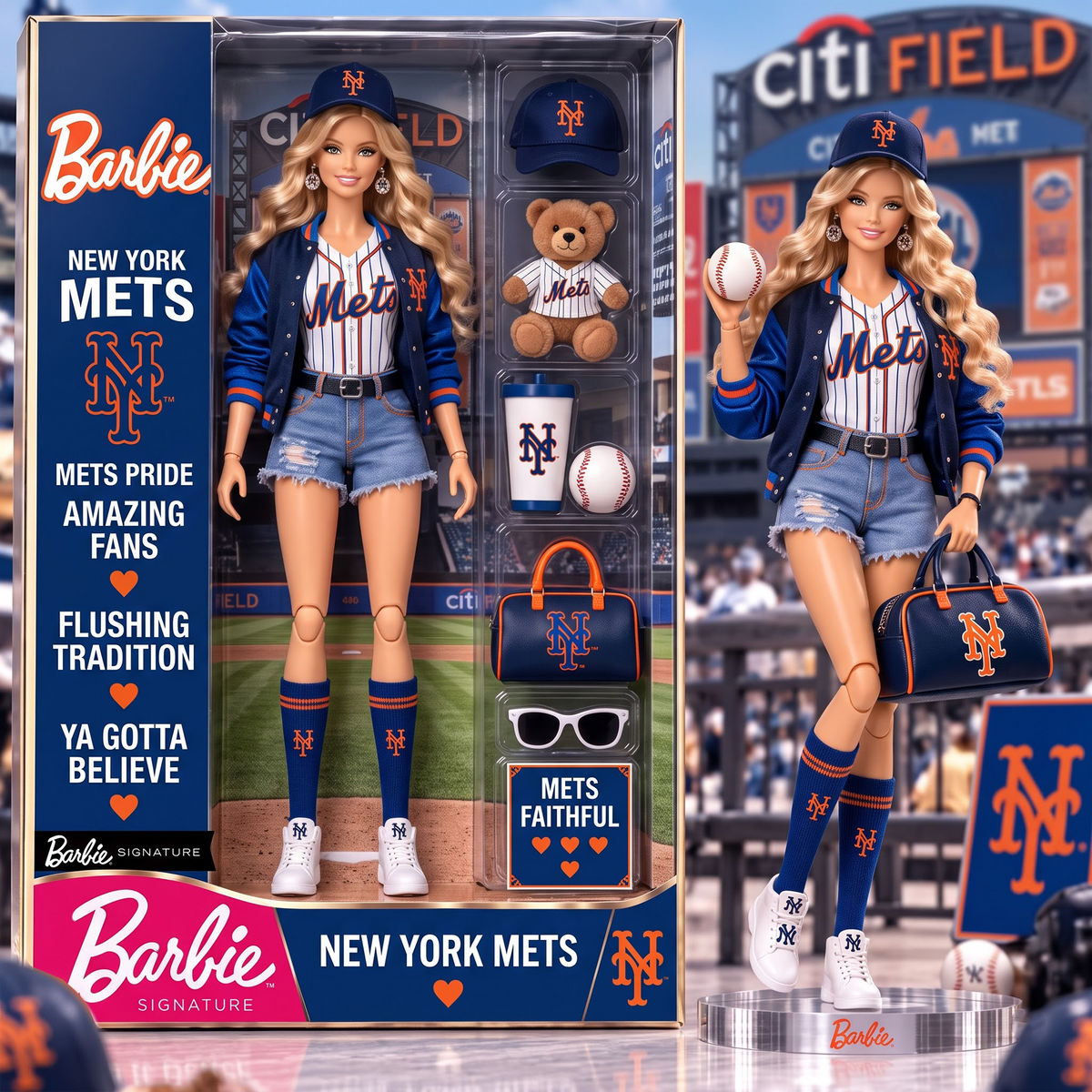 NYM x Personalized MLB Barbie Acrylic Block Plaque Figure Set