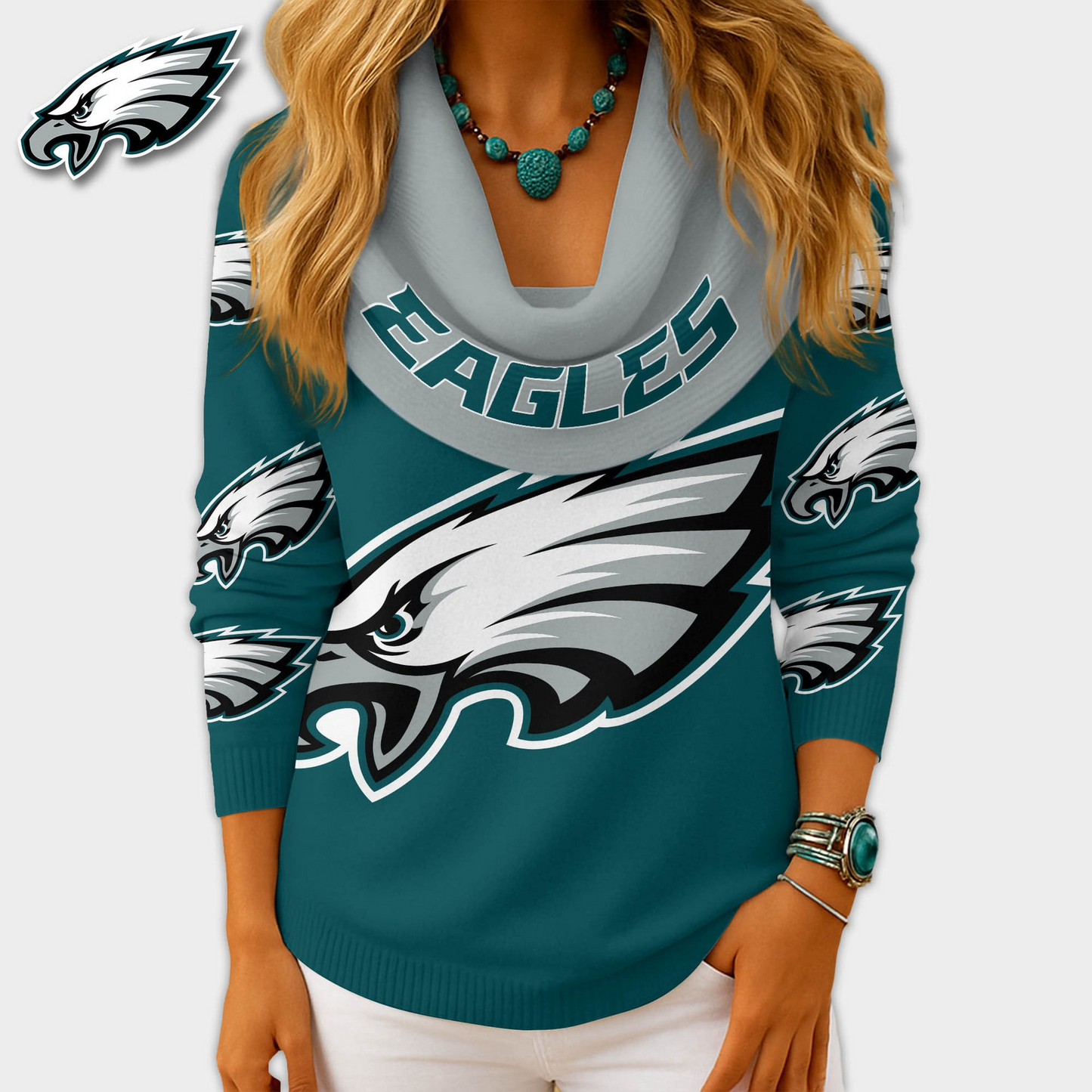 PE Premium NFL Fan Cowl Neck Sweater 3D Shirt DDT NTL