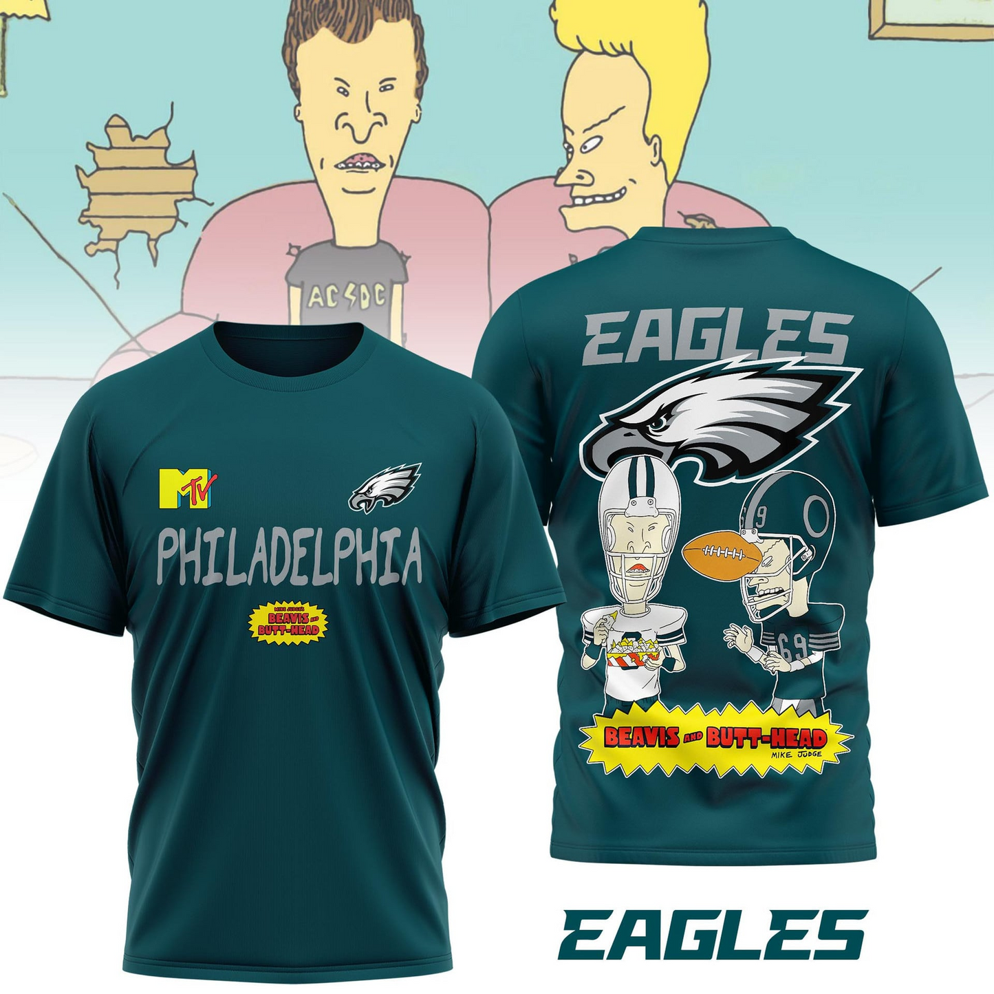 PE Premium NFL Funny Beavis and Butt-Head Shirt DDT NTL