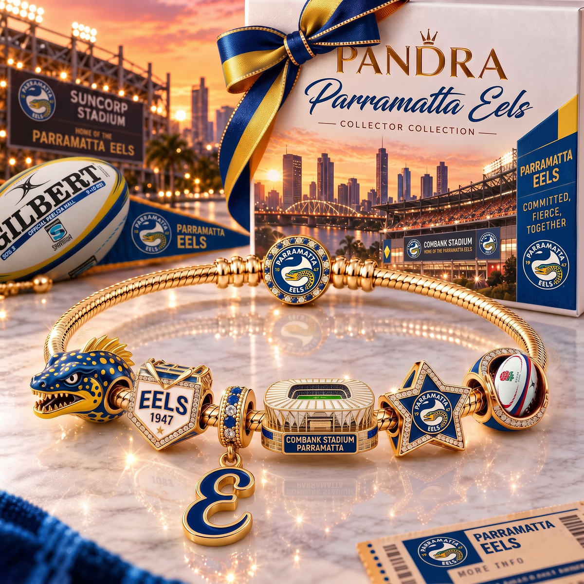 PE x Premium NRL Heritage Gold Charm Bracelet Gift Set