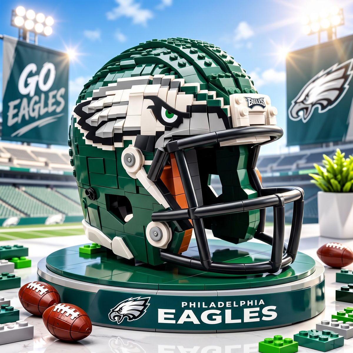 PHI X Premium NFL Football Helmet Building Block Set