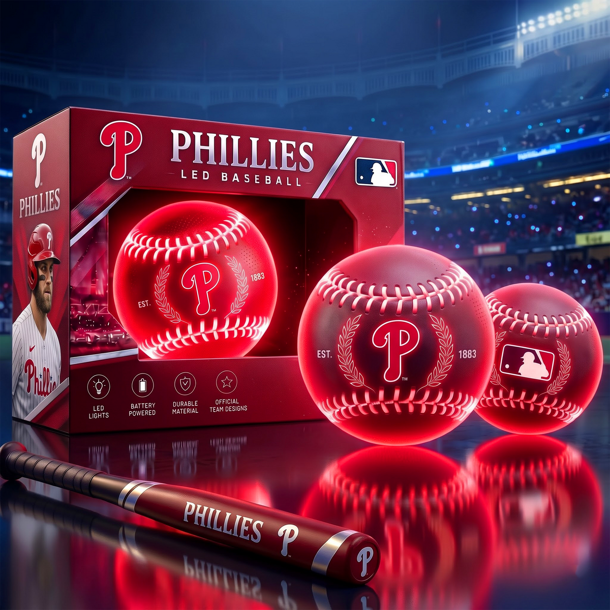 PHI x Custom MLB Light-Up LED Baseball Gift Set