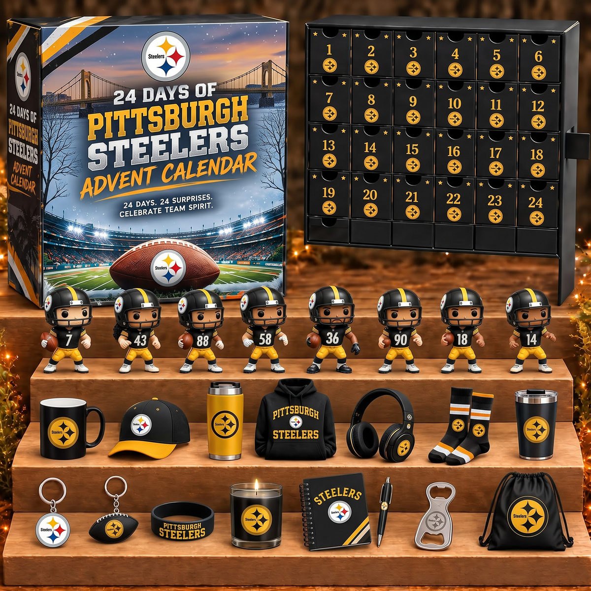PIT X NFL Personalized 24 Days Of American Football Advent Calendar Blink Box