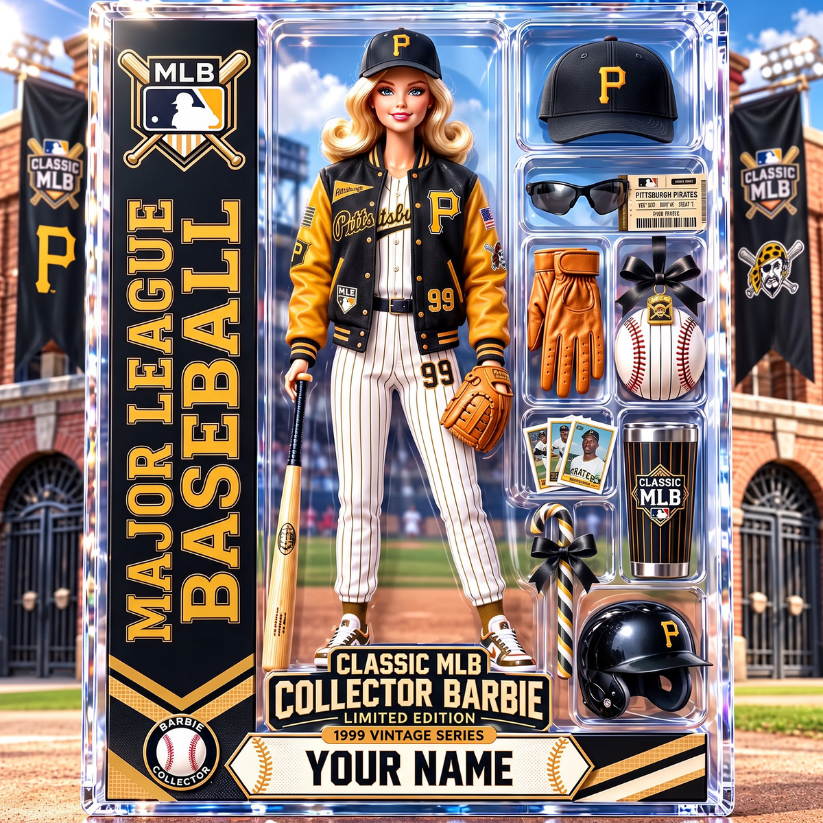 PIT X Personalized Classic MLB Collector Barbie Acrylic Block Plaque