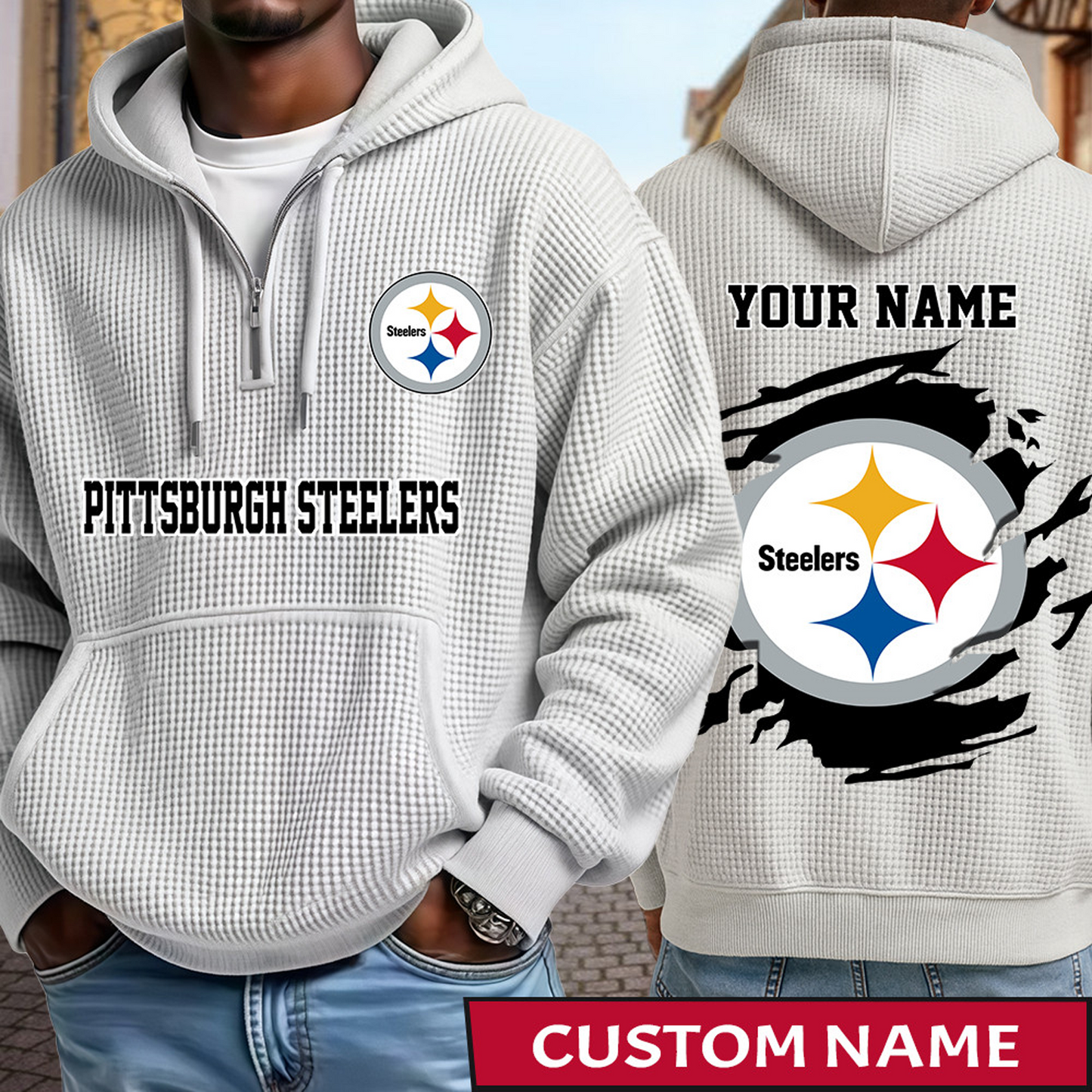 PIT x NFL Waffle Half Zip Hoodie DATND TANTD