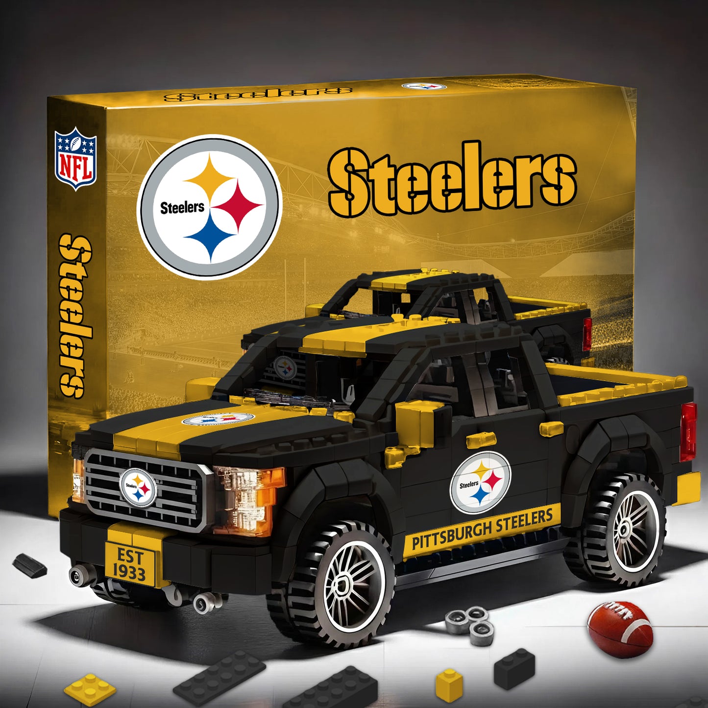 PIT NFL 3D Racing Truck Model Building Block Set 2411 V1 NAK NHM