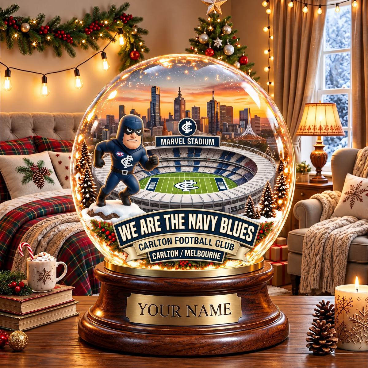 PREMIUM AFL CAR DELUXE PERSONALIZED Crystal Ball Night Light For FanLIMITED EDITION