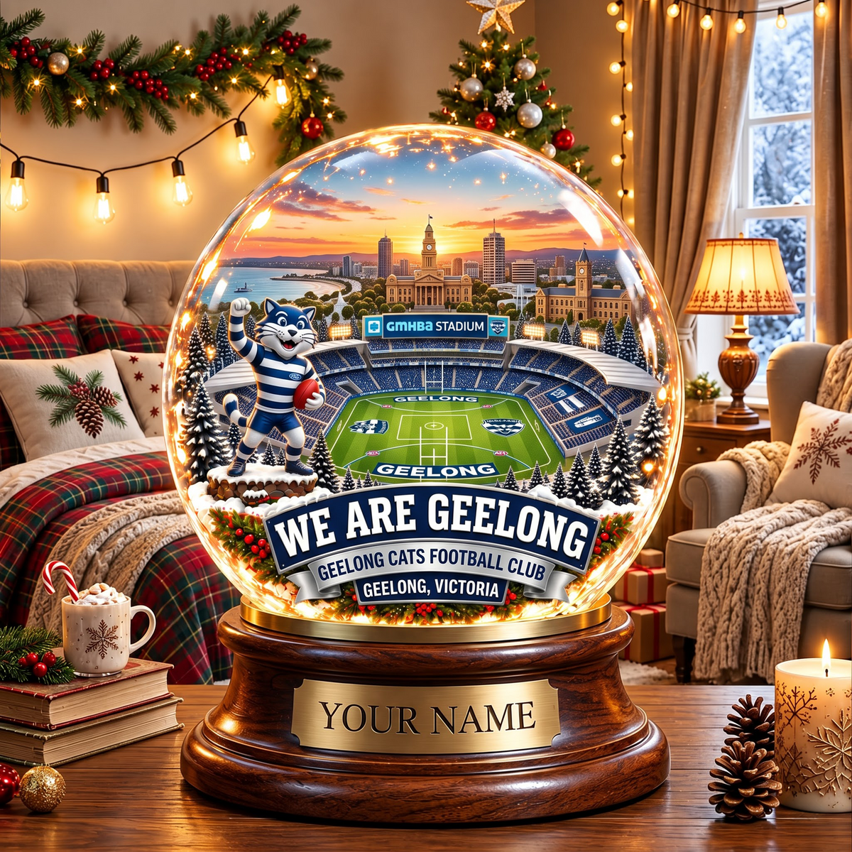 PREMIUM AFL CAT DELUXE PERSONALIZED Crystal Ball Night Light For FanLIMITED EDITION