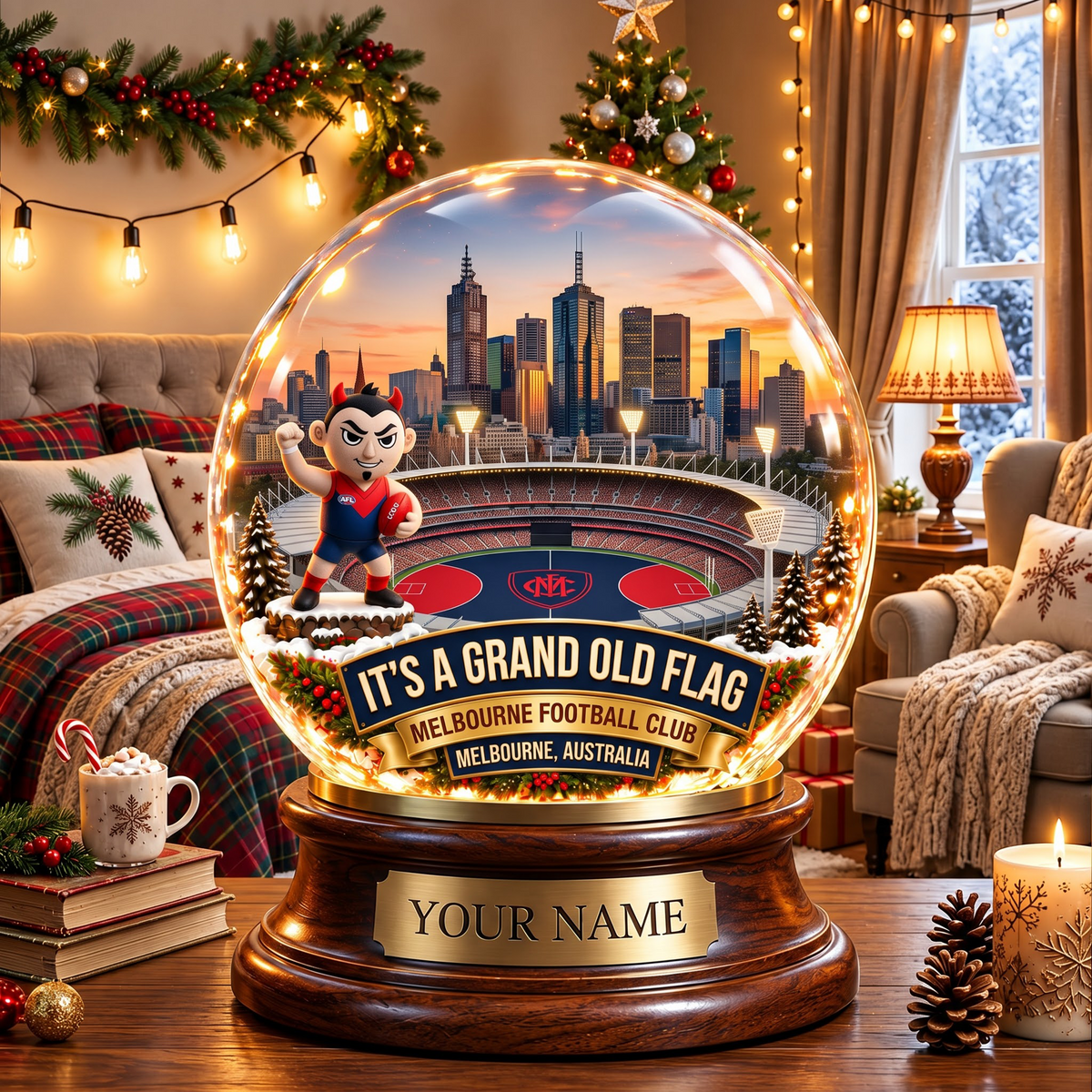 PREMIUM AFL MEL DELUXE PERSONALIZED Crystal Ball Night Light For FanLIMITED EDITION