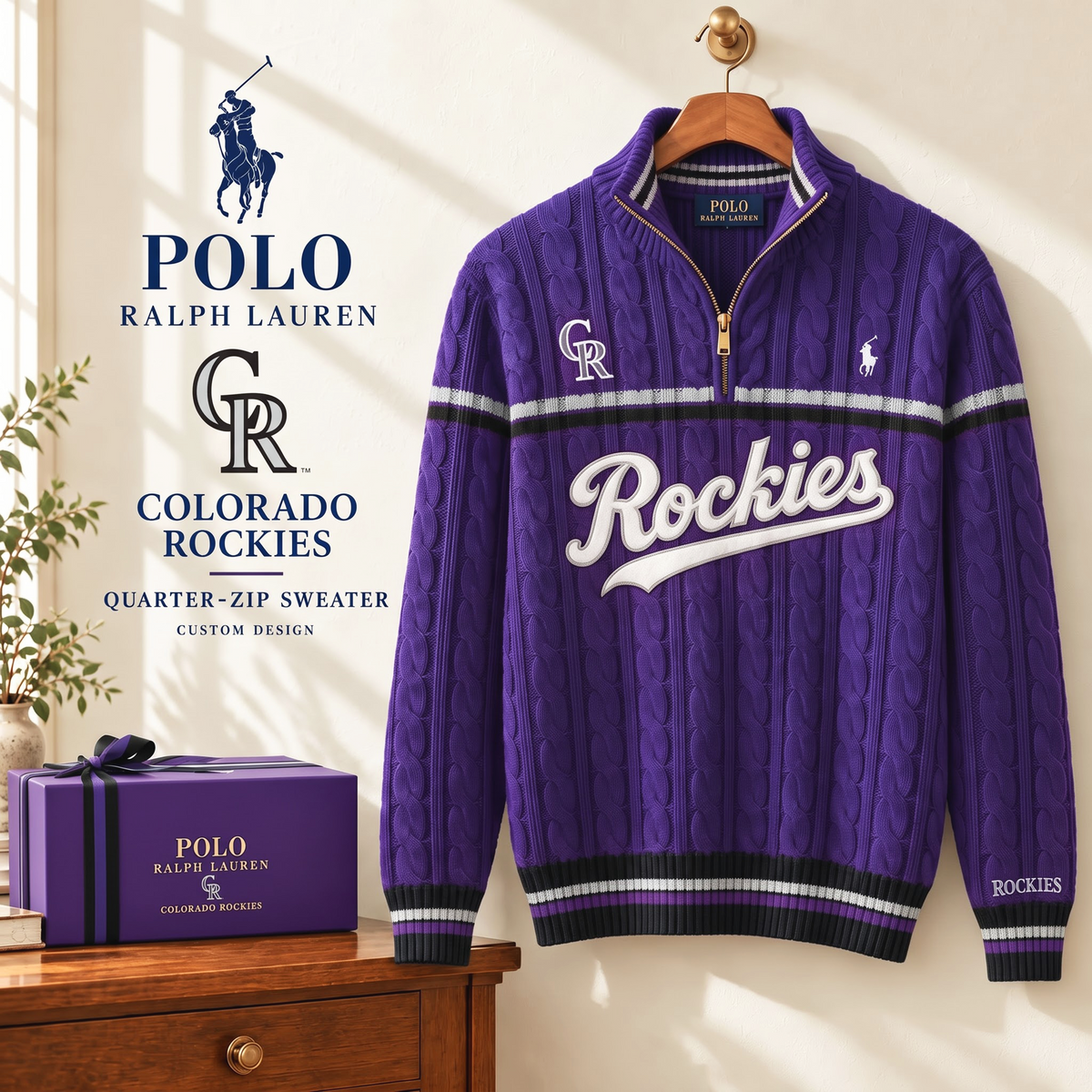 PREMIUM MLB X COL EXCLUSIVE POLO RALPH LAUREN QUATER-ZIP SWEATER SHIRT LIMITED EDITION