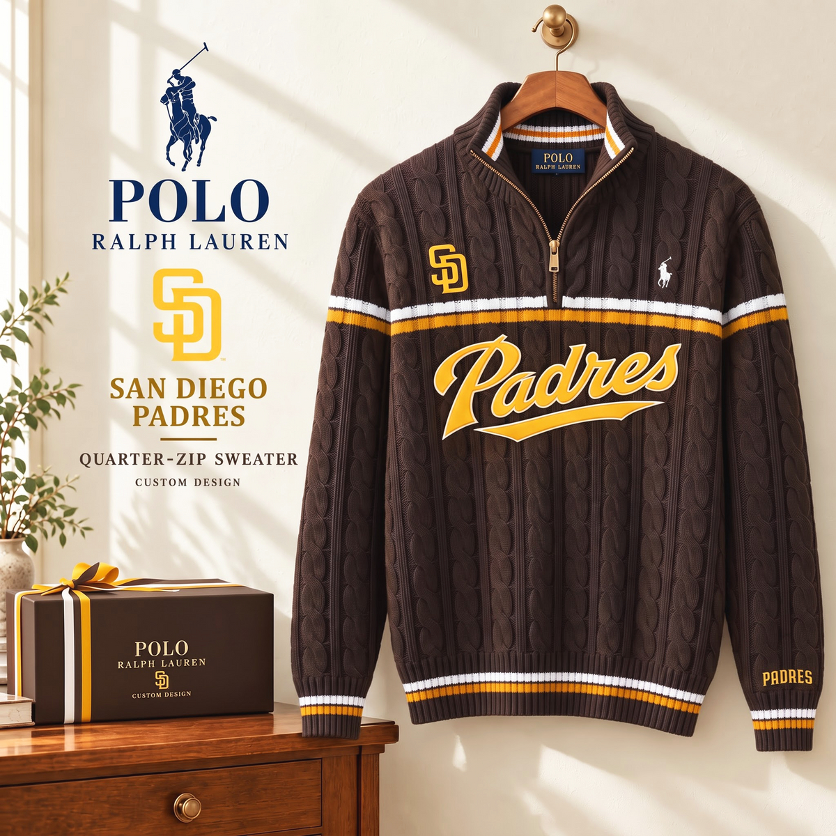 PREMIUM MLB X SDP EXCLUSIVE POLO RALPH LAUREN QUATER-ZIP SWEATER SHIRT LIMITED EDITION