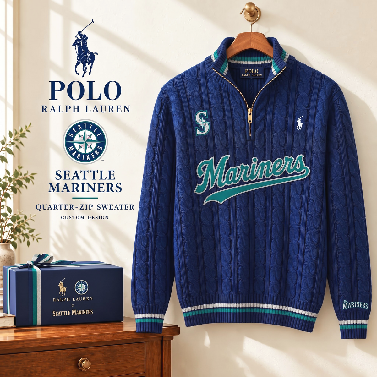 PREMIUM MLB X SM EXCLUSIVE POLO RALPH LAUREN QUATER-ZIP SWEATER SHIRT LIMITED EDITION