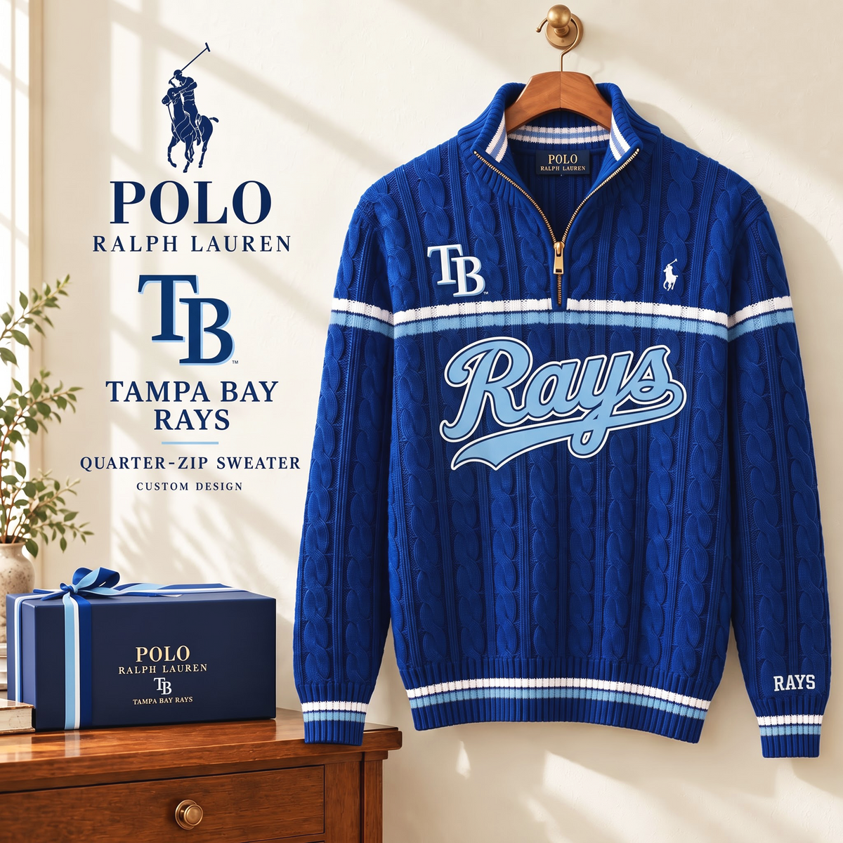 PREMIUM MLB X TBR EXCLUSIVE POLO RALPH LAUREN QUATER-ZIP SWEATER SHIRT LIMITED EDITION