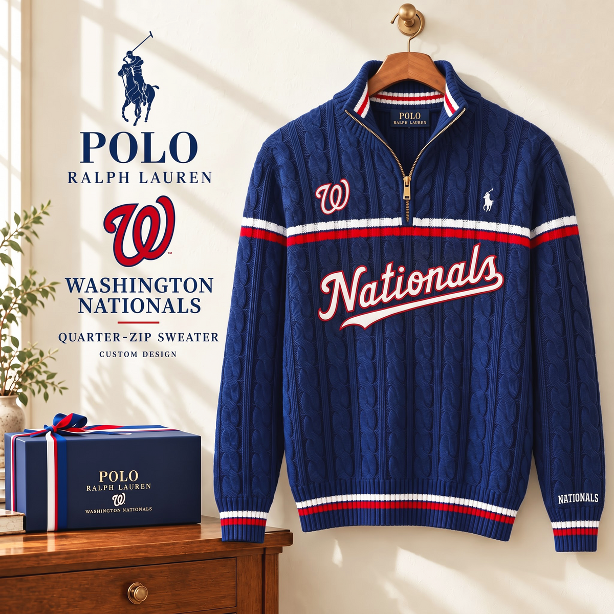 PREMIUM MLB X WN EXCLUSIVE POLO RALPH LAUREN QUATER-ZIP SWEATER SHIRT LIMITED EDITION