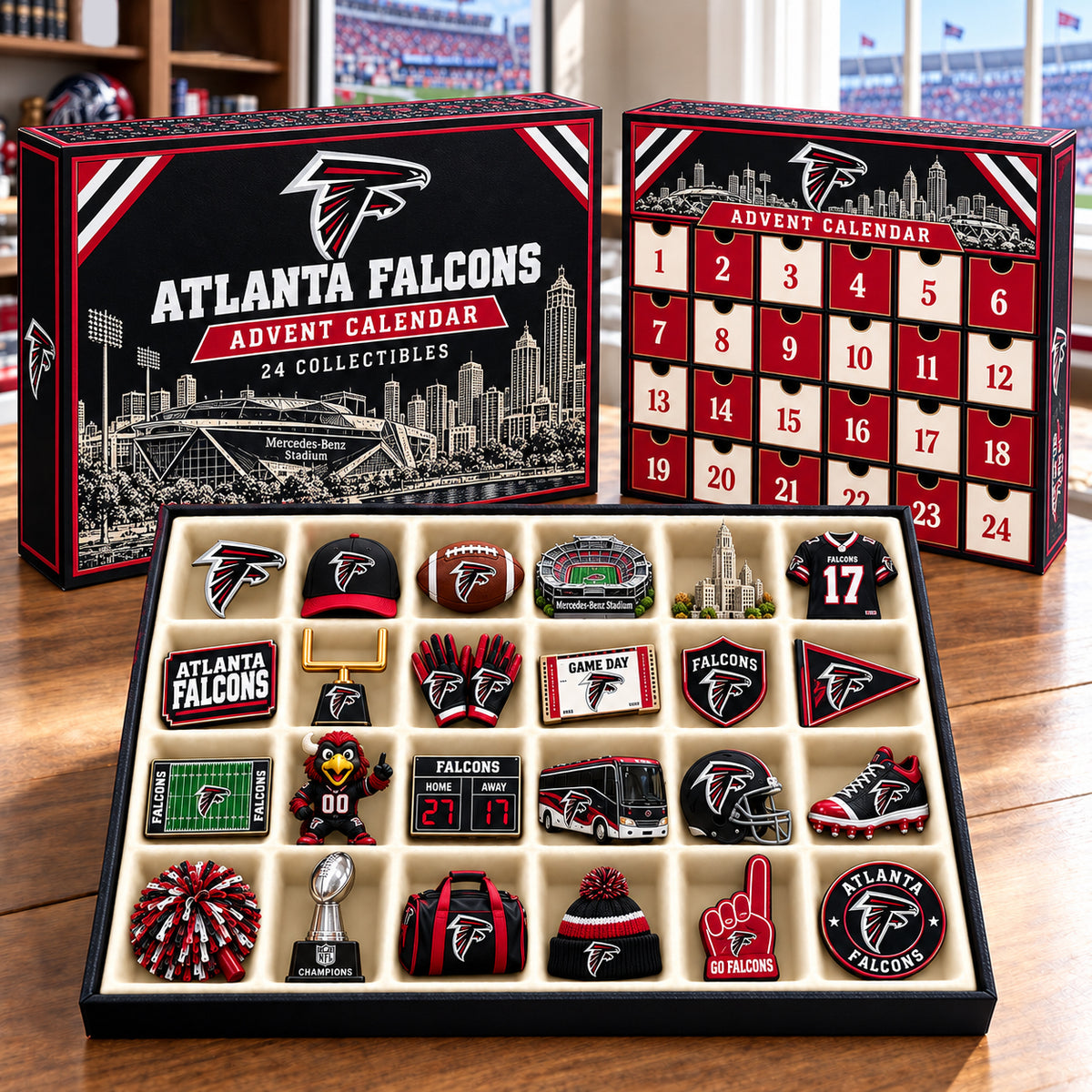 PREMIUM NFL X ATL BESPOKE OFFICIAL NFL 24-Day Game Day Surprise Countdown Box Limited Edition
