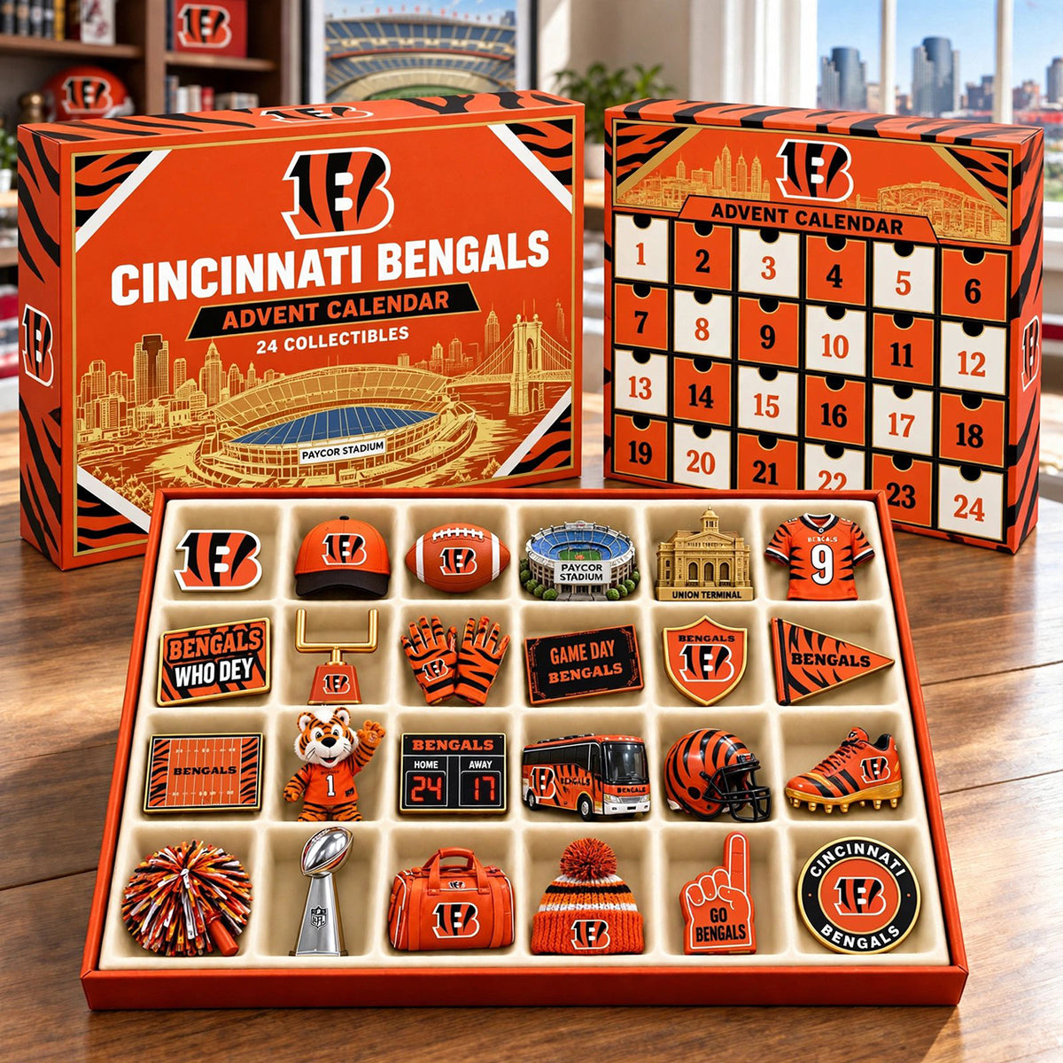 PREMIUM NFL X CIN BESPOKE OFFICIAL NFL 24-Day Game Day Surprise Countdown Box Limited Edition