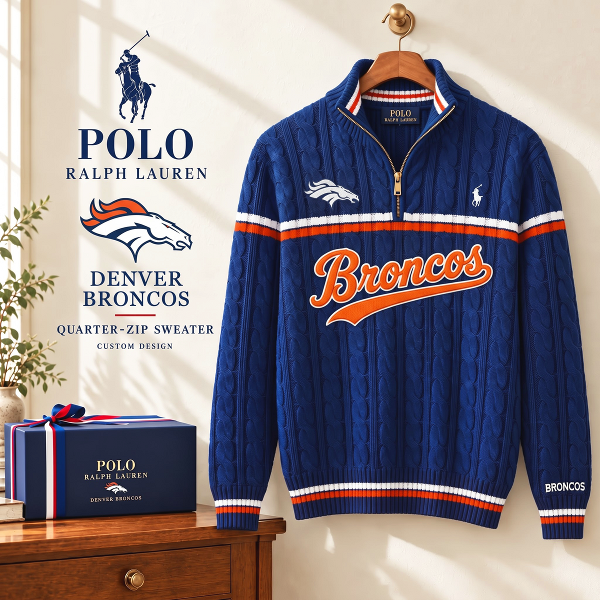 PREMIUM NFL X DB EXCLUSIVE POLO RALPH LAUREN QUATER-ZIP SWEATER SHIRT LIMITED EDITION