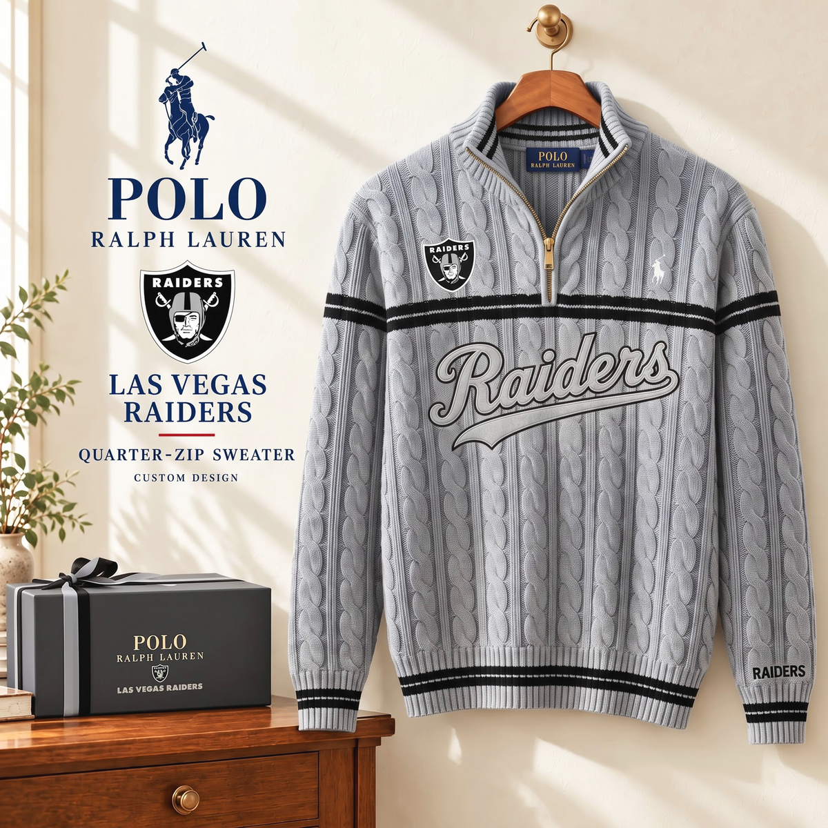PREMIUM NFL X LVR EXCLUSIVE POLO RALPH LAUREN QUATER-ZIP SWEATER SHIRT LIMITED EDITION